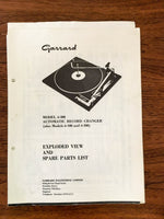 Garrard 6-300 Record Player / Turntable Service Manual *Original*