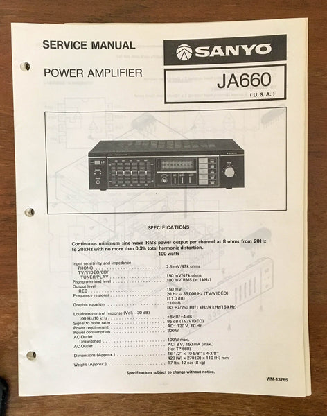 Sanyo JA 660 Amplifier Service Manual *Original*