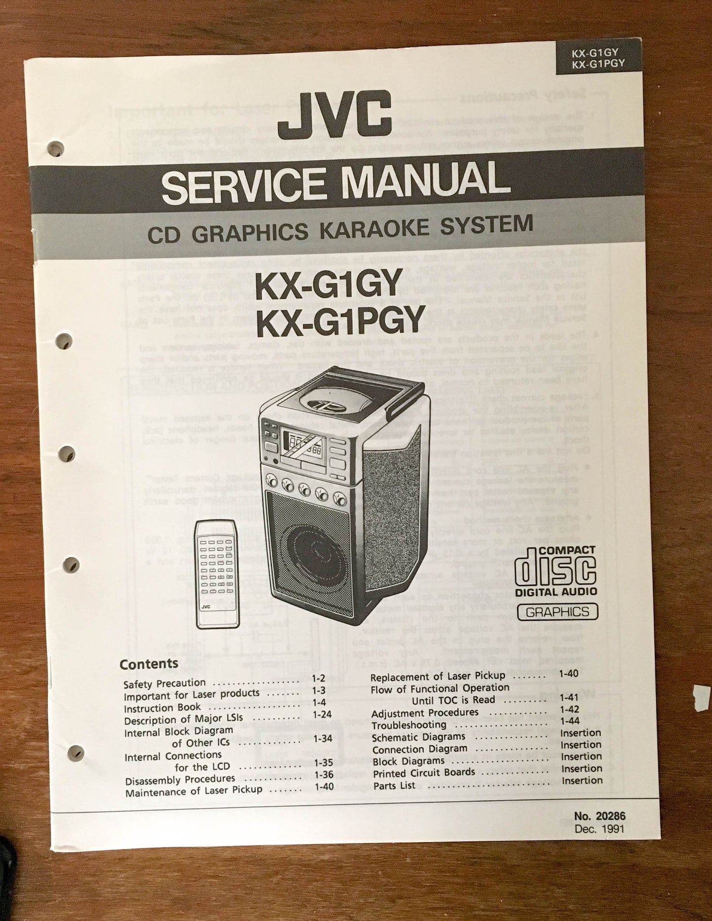 JVC KX-G1GY G1PGY Cassette Deck  Service Manual *Original*