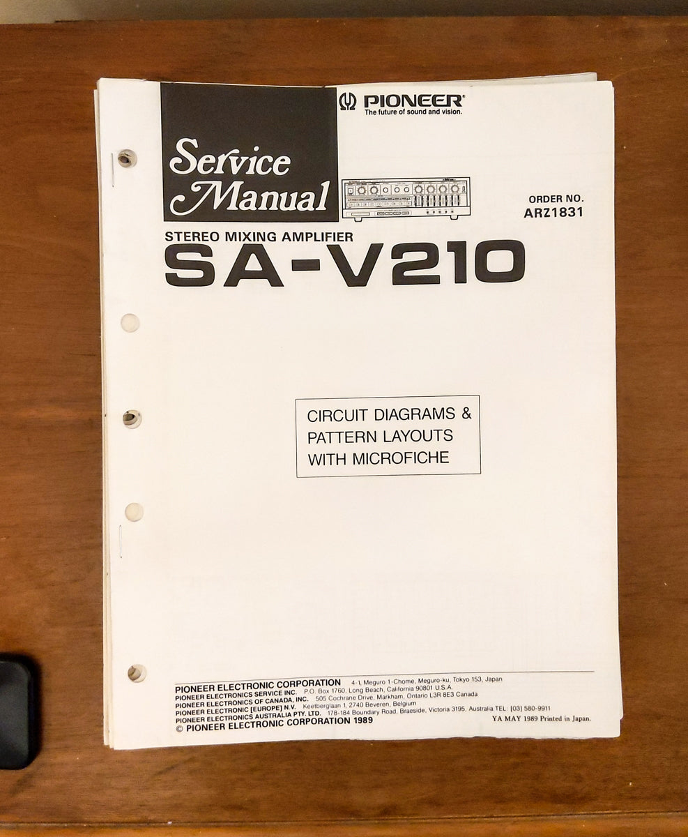 Pioneer SA-V210 Amplifier Service Manual *Original*
