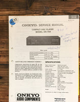 Onkyo DX-704 CD Player  Service Manual *Original*