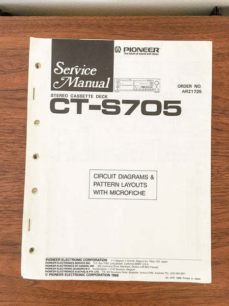 Pioneer CT-S705 Cassette Service Manual *Original*