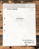 Sony FD-20A TV Supp. Service Manual *Original* #2