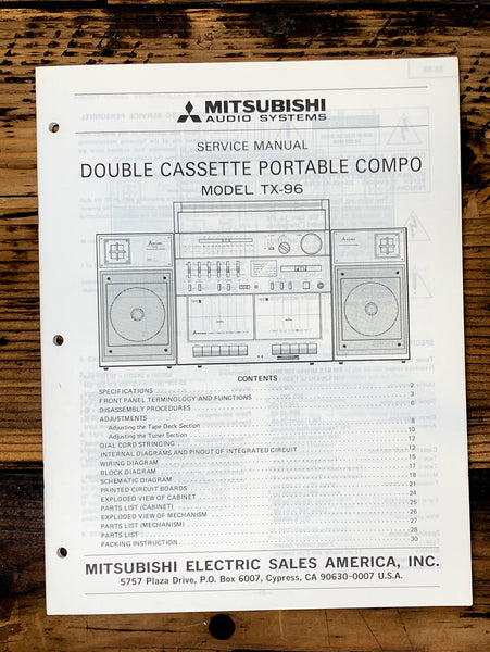 Mitsubishi TX-96 Stereo Service Manual *Original*