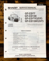Sharp QT-CD77 CD130 CD77C CD130C Radio Service Manual *Original*