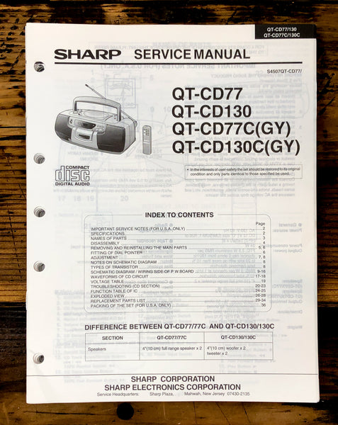 Sharp QT-CD77 CD130 CD77C CD130C Radio Service Manual *Original*