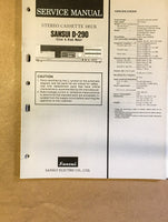 Sansui D-290 Cassette / Tape Player Service Manual *Original* #1