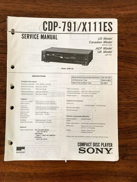 Sony CDP-791 CDP-X111ES  Service Manual *Original*