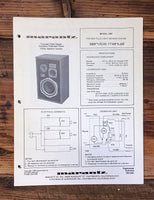 Marantz Model 200 Speaker  Service Sheet *Original*