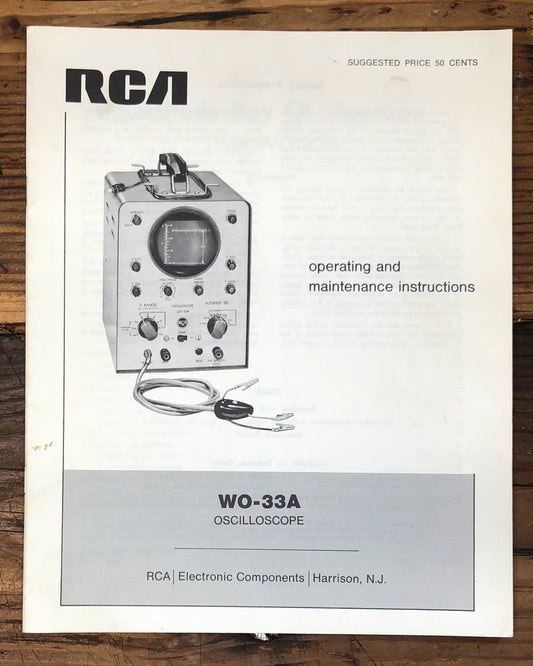 RCA WO-33A Oscilloscope  Owners / User Manual *Original*