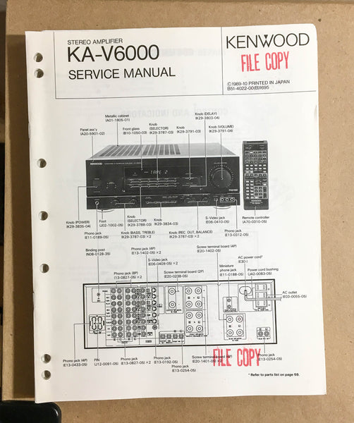 Kenwood KA-V6000 Amplifier  Service Manual *Original*