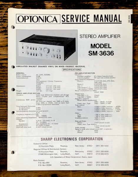 Sharp SM-3636 Amplifier Service Manual *Original*