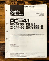 Pioneer PD-41 -8700 -9700 -7700 -31  CD Player Service Manual *Original*