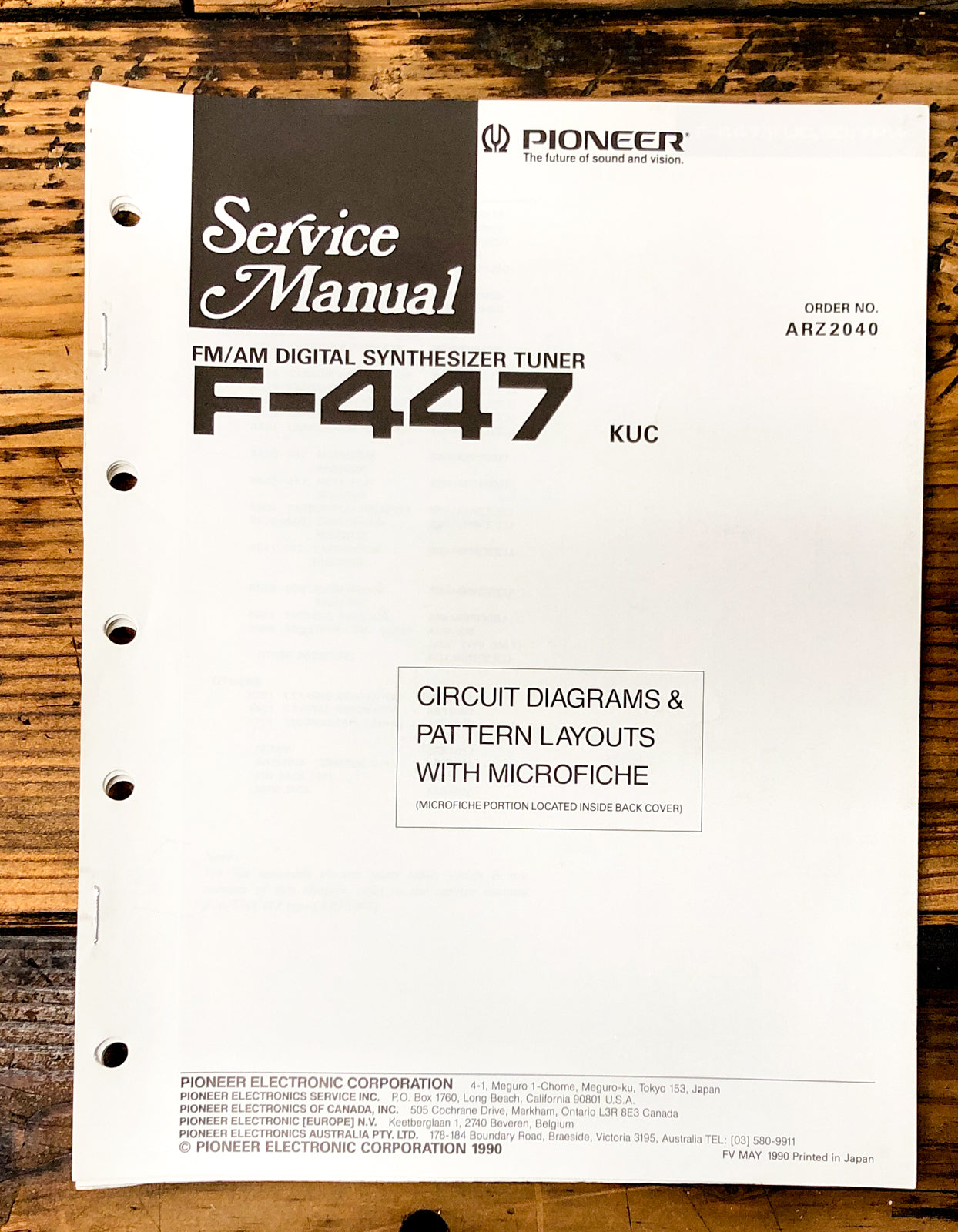 Pioneer F-447 Tuner Service Manual *Original*