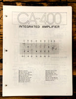 Yamaha CA-400 Amplifier Adjustments Schematic Specs Manual *Original*