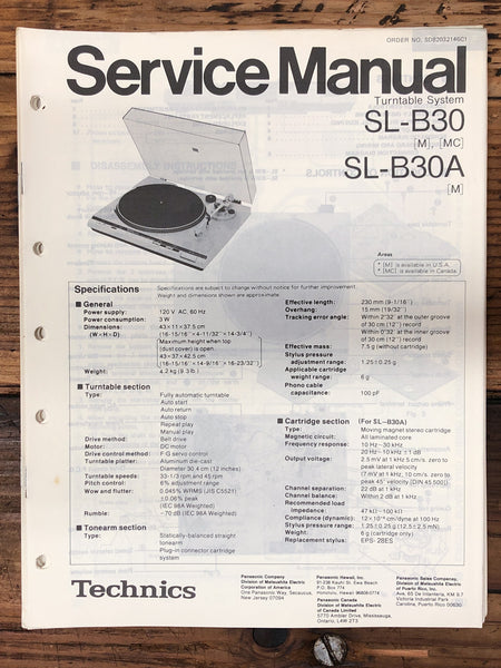 Technics SL-B30 SL-B30A Record Player / Turntable  Service Manual *Original*