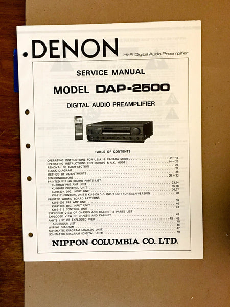 Denon DAP-2500 Digital Preamplifier  Service Manual *Original*