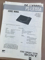 Sony PS-LX155A Turntable Record Player  Service Manual *Original*