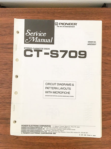 Pioneer CT-S709 Cassette Service Manual *Original*