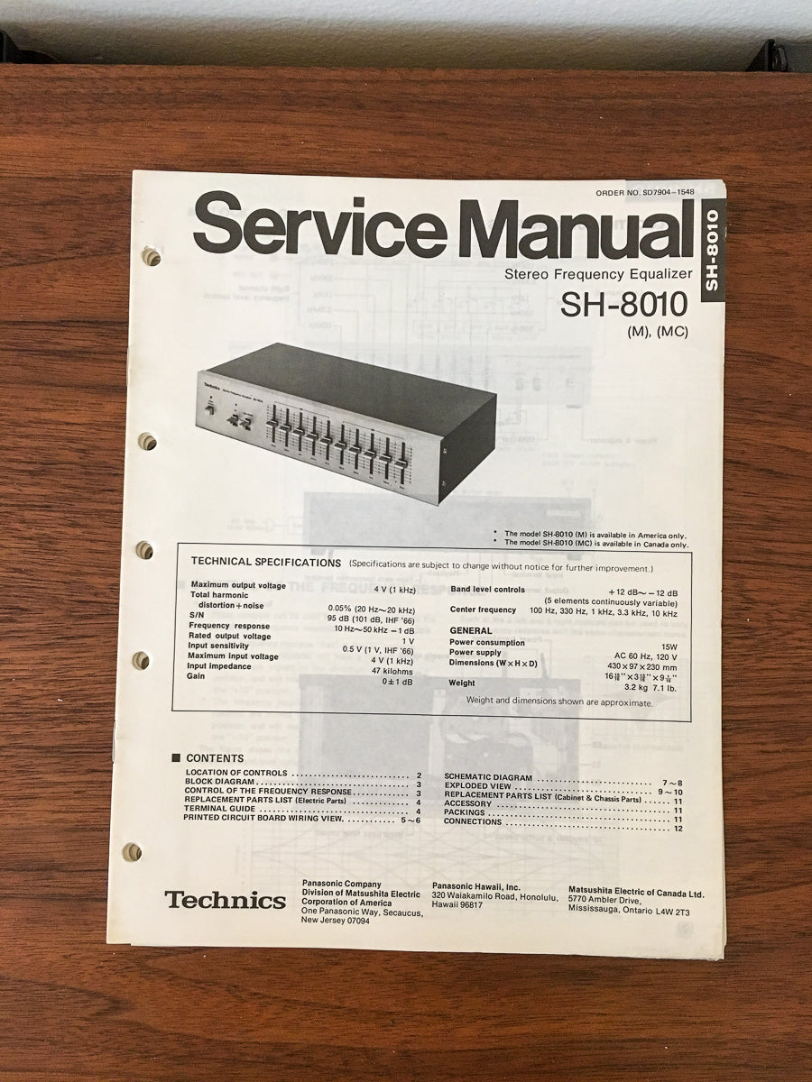 Panasonic SH-8010 Equalizer Service Manual *Original*