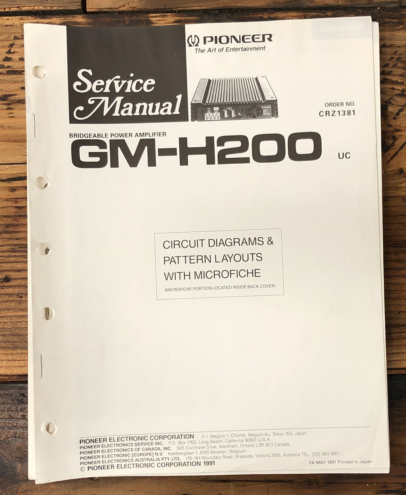 Pioneer GM-H200 Amplifier  Service Manual *Original*