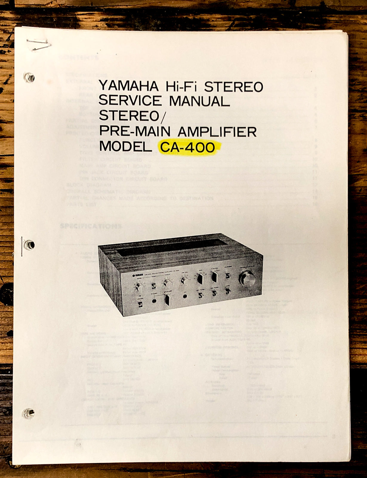 Yamaha CA-400 Amplifier Service Manual *Original*
