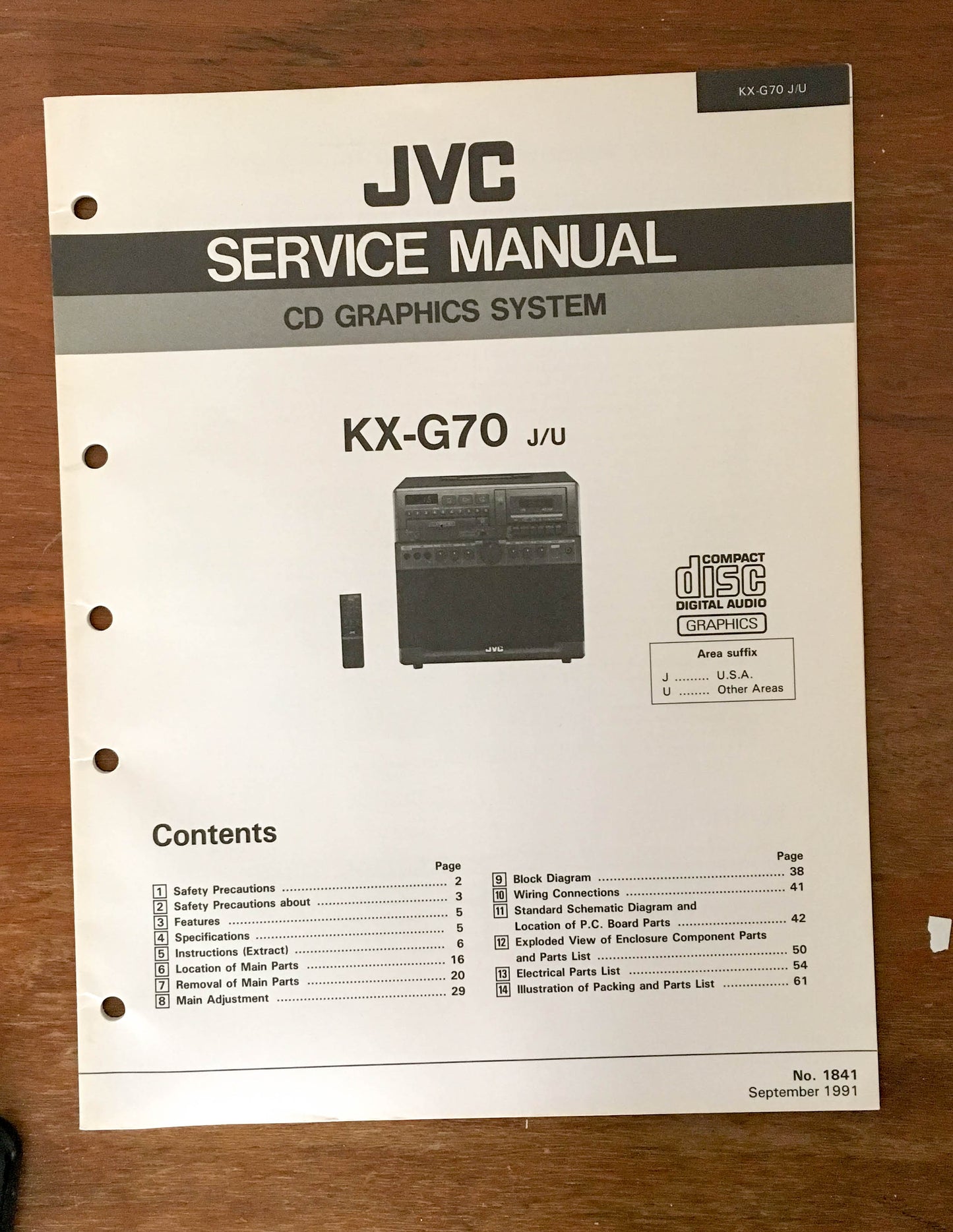 JVC KD-G70 Cassette Deck  Service Manual *Original*