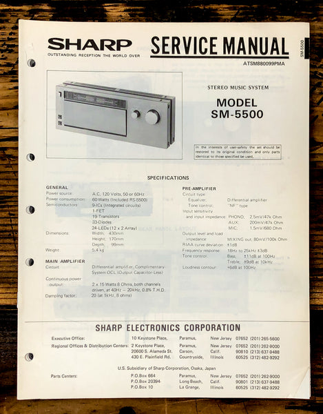 Sharp SM-5500 Amplifier Service Manual *Original*