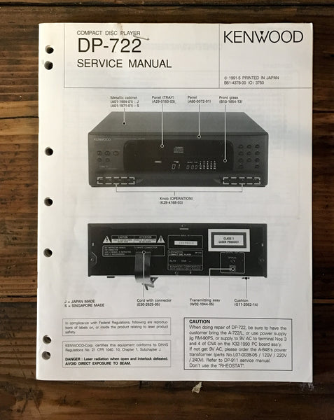 Kenwood DP-722 CD Player Service Manual *Original*