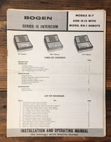 Bogen IE-7 IE-13 RIE-1 Intercom Owner / User Manual *Original*