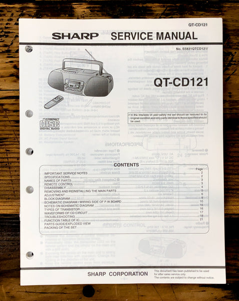Sharp QT-CD121 Radio Service Manual *Original*