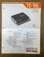 Sony TC-95L Cassette Tape Player Service Manual *Original*