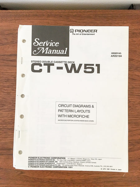 Pioneer CT-W51 Cassette Service Manual *Original*