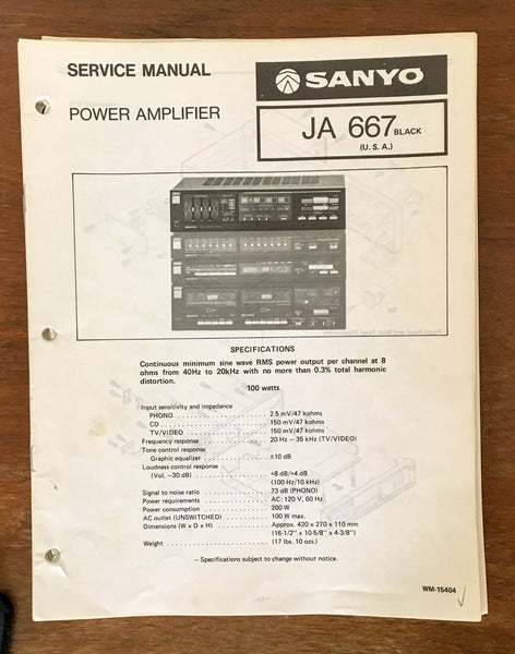 Sanyo JA 667 Amplifier Service Manual *Original*