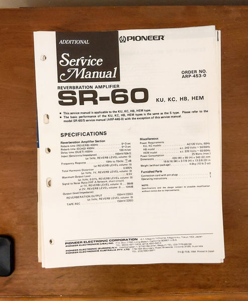 Pioneer SR-60 Amplifier Service Manual *Original* #1