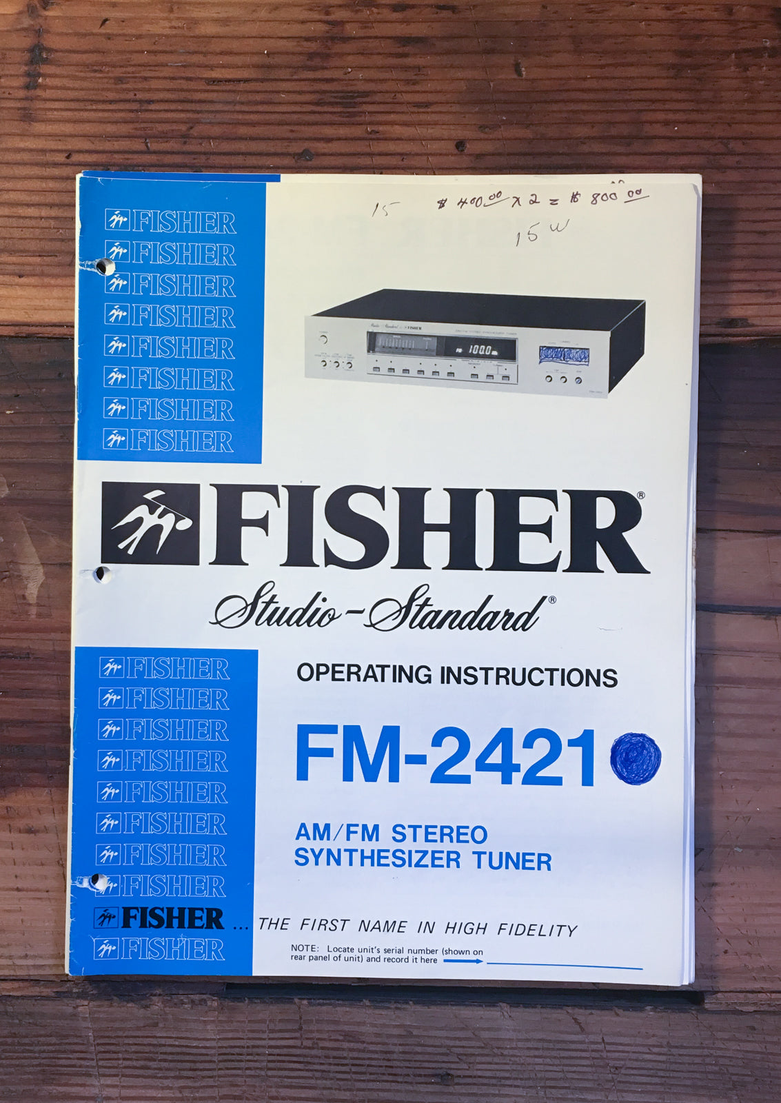 Fisher FM-2421 Tuner Owner / User Manual *Original*