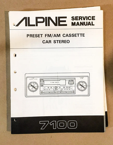 Alpine Model 7100 Radio Cassette Service Manual *Original*