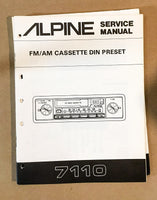 Alpine Model 7110 Radio Cassette Service Manual *Original*