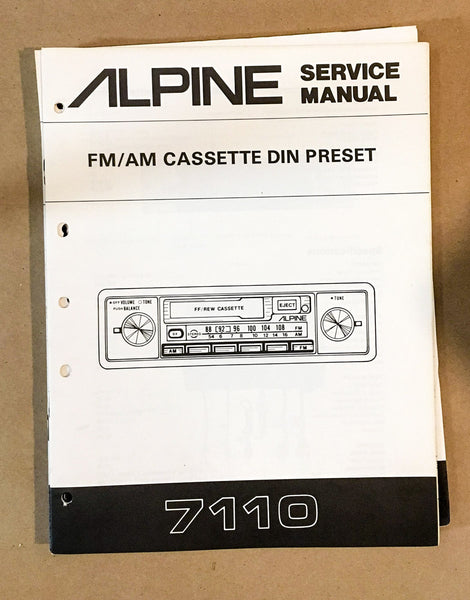 Alpine Model 7110 Radio Cassette Service Manual *Original*