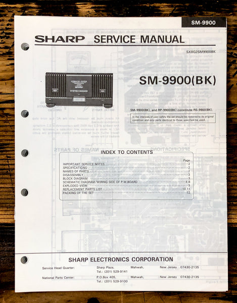 Sharp SM-9900 Amplifier Service Manual *Original*