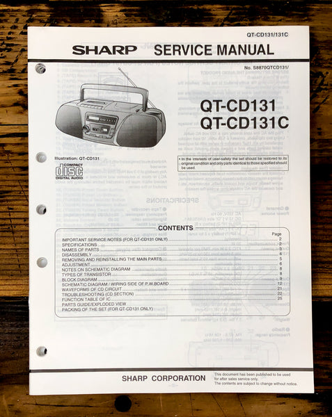 Sharp QT-CD131 QT-CD131C Radio Service Manual *Original*