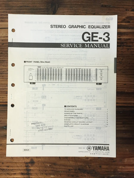 Yamaha GE-3 Equalizer Service Manual *Original*