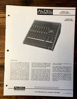 Altec Model 1690 Mixing Console Owner / Operating Manual *Original*