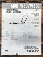 Sony MDR-W50 MDR-W50L Headphones  Service Manual *Original*