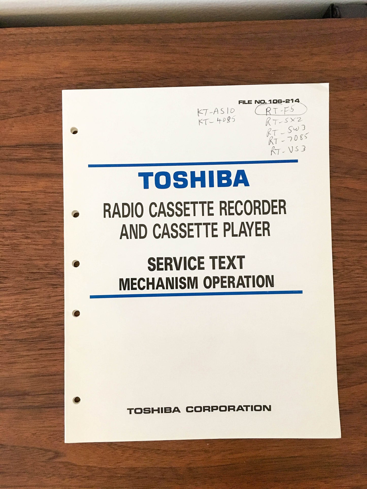 Toshiba PC-Cassette Player Mechanism SERVICE BOOK Service Manual *Original*