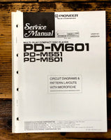 Pioneer PD-M601 PD-M551 PD-M501 CD Player Service Manual *Original* #2