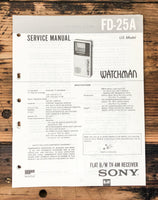 Sony FD-25A TV  Service Manual *Original*