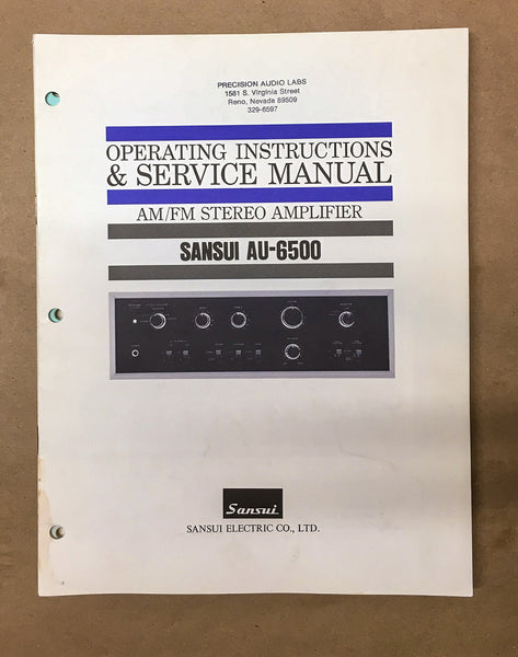 Sansui AU-6500 Amplifier Service Manual *Original*