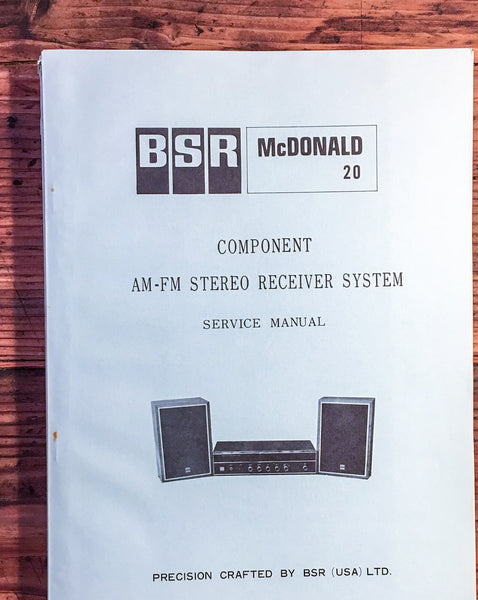 BSR McDonald Model 20 Receiver  Service Manual *Original*