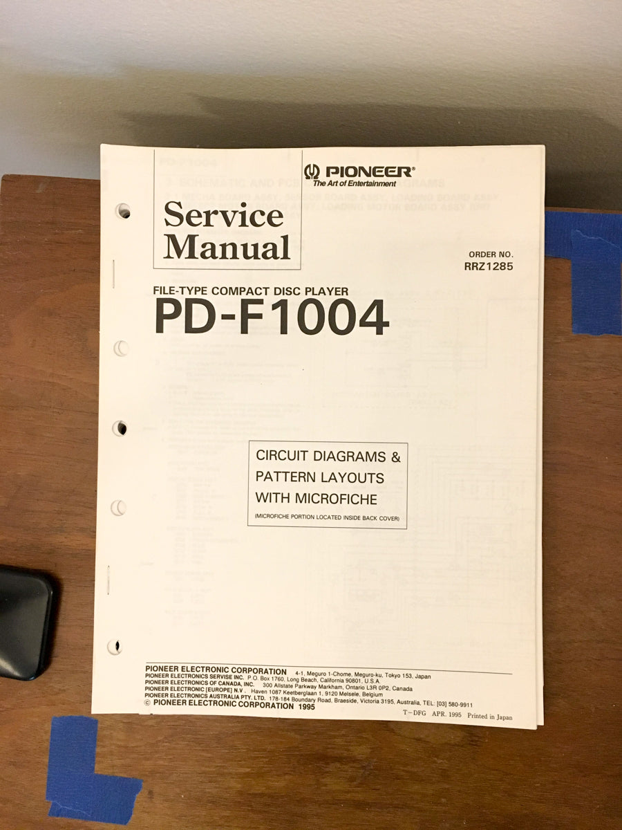 Pioneer PD-F1004 CD Player Service Manual *Original* #2